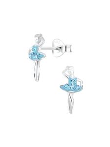 Alexander York Серьги-балеринки, серьги-гвоздики с бирюзовым кристаллом из серебра 925 пробы, комплект из 2 штук