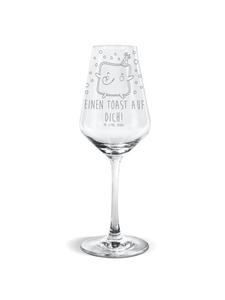 Бокал для белого вина с надписью "Тост" на прозрачном фоне Mr. & Mrs. Panda