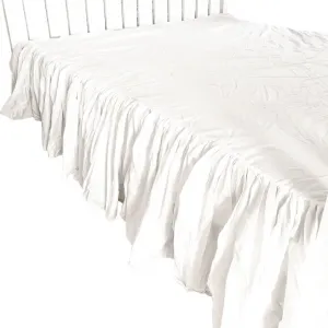 Простыня на резинке из хлопка с оборками, спальня, 220х200 см, белая EDANTI