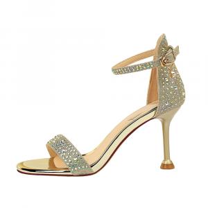 QITUMAUL Сандалии на ремешках 8,5 см женские золотые, цвет Gold[Heel Height 8.5cm]