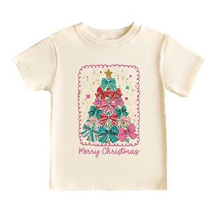 Футболка с коротким рукавом Merry Christmas Bow Tree для малышей The Juniper Shop, Cream