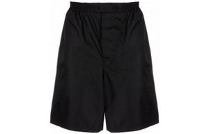 Шорты мужские Prada с прямой строчкой, черный