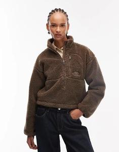 Флисовая кофта North Face Extreme Borg с карманом-молнией и логотипом, коричневого цвета