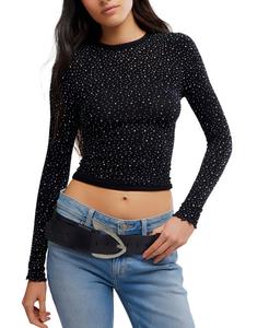 Женская футболка с длинными рукавами Ночное небо Free People, Black