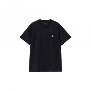 Carhartt WIP Футболка мужская NYV/Army Blue с круглым вырезом, умеренно прямого кроя