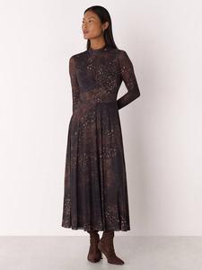 Платье миди с длинным рукавом и высоким воротником в зверином принте для миниатюрных Whistles