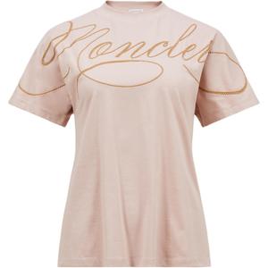 Футболка с вышитым логотипом Moncler, розовый