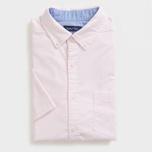 Nautica Мужская однотонная рубашка Оксфорд с коротким рукавом, цвет cradle pink