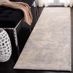 Ковер-дорожка SAFAVIEH, 69 x 244 см, Restoration Vintage Collection, Gold & Ivory, ручной работы, современный абстрактный из шерсти и вискозы, идеально подходит для помещений с высокой проходимостью в гостиной, спальне (RVT111D)