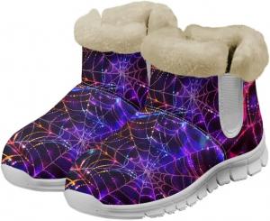 Женские зимние сапоги Jeiento для снега, с хэллоуинским дизайном, модные, уютные, теплые, легко надеваются, с противоскользящей подошвой, зимняя обувь для женщин, Halloween Color Spider Web