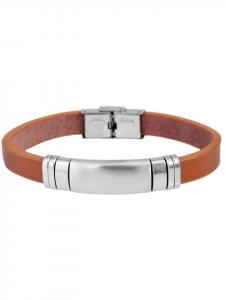 Adeliás Кожаный браслет унисекс, 21 см, коричневый