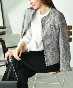 Пальто без воротника из меланжевой твидовой ткани Air Fancy Interplanet, цвет Black