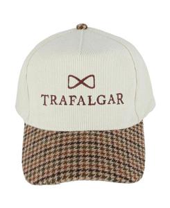 Мужская вельветовая бейсболка с пятью панелями и клетчатым козырьком TRAFALGAR, Beige with plaid brim