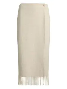 Юбка с узором в елочку и бахромой POLO RALPH LAUREN, нейтральный