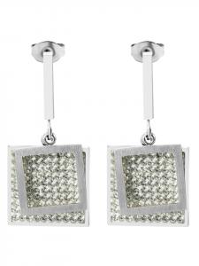 Adeliás Женские серьги - серьги-гвоздики из нержавеющей стали со стразами, серебристого цвета