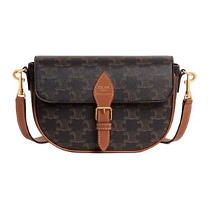 CELINE Коричневая кожаная сумка через плечо женская