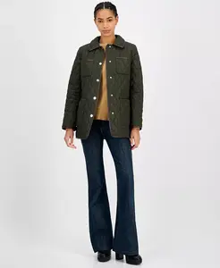 Женское стеганое пальто MICHAEL с отделкой из искусственной кожи Michael Kors, зеленый