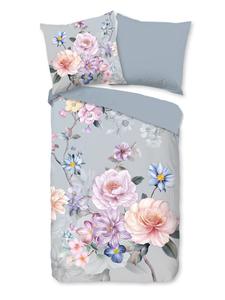 Jack Комплект постельного белья из фланели, 2 предмета, 135x200 см, цветочный узор, сине-серый цвет