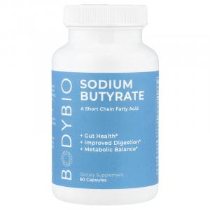 BodyBio, бутират натрия, 60 капсул без ГМО