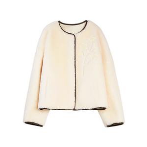 ELLE Вельветовая куртка женская ecru без воротника утепленная