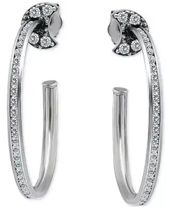 Серьги-Кольца в форме полумесяца с кубическим цирконием, 2,5 см, эксклюзивно в Macy's Giani Bernini, silver