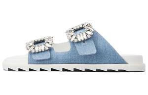 Roger Vivier Женские синие сандалии Slide