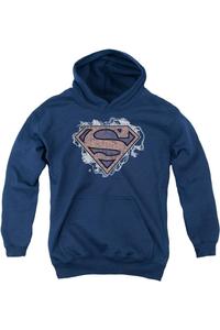 Супермен Супермен в облаке молний худи с капюшоном для детей Gildan, темно-синий