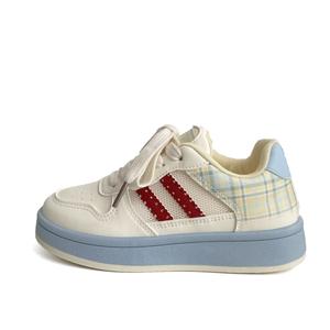 Boldi Kuki Низкие женские скейтерские кеды бело-голубые, цвет White Blue