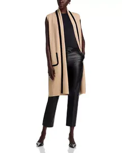 Длинный кардиган с контрастной отделкой T Tahari, бежевый