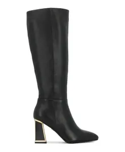 Черные ботильоны на шпильке с золотыми вставками Kazar, черный