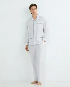 Мужская пижама из поплина сотканная в плед Emidio Tucci, белый