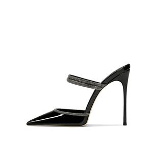 YUTIANAI Женские противоскользящие тапочки с закрытым носком черные 8 см, цвет Black 8cm