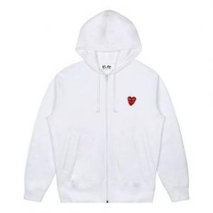 Куртка (WMNS) COMME des GARCONS PLAY Zip Hooded Sweatshirt With Red Family Heart 'White', белый