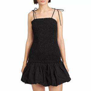 Черное платье с буфами и присборенным подолом En Saison