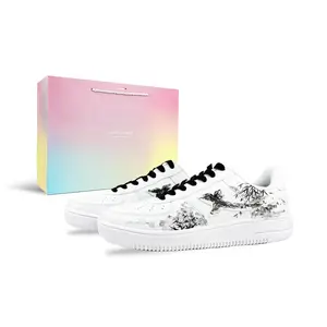 XTEP Эйр Форс Уан противоскользящие износостойкие низкие скейтерские кроссовки мужские черно-белые черно-белые макарон шоппинг-сумка, цвет Black White-Macaron Shopping Bag