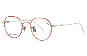 MUZU Чистый титан круглые очки унисекс, Brown Red-C50