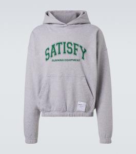 Толстовка с капюшоном из хлопкового джерси с логотипом Satisfy, Heather Grey