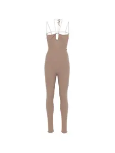 Комбинезон в рубчик с вырезами Blumarine, коричневый