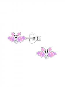 Alexander York Серьги в виде летучих мышей, серьги-гвоздики с белыми кристаллами из серебра 925 пробы, комплект из 2 штук