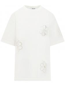 MSGM футболка с цветочной аппликацией, белый