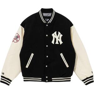 New Era Бейсбольная куртка унисекс черно-белая, Black White