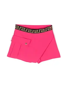 Юбка-шорты с узором Greca Versace Kids, розовый