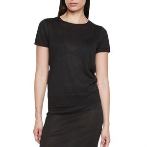 Коста Ламе короткий рукав свитер в черном Enza Costa