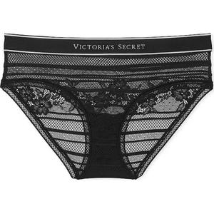 Хлопковые трусы-хипхаггер с логотипом / Черные женские трусы 1 упаковка Черный Victoria's Secret, 1 упаковка (Черный)