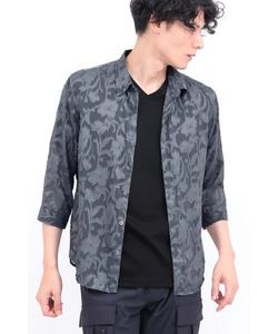 Рубашка TORNADO MART из шифона с жаккардовым узором и ботаническим принтом, рукава 3/4, цвет Charcoal