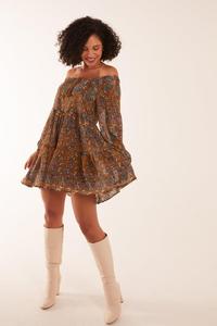 Мини-платье-трапеция с овальным вырезом Blue Vanilla, коричневый