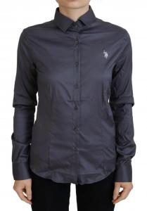 Элегантный серый топ-поло с длинными рукавами U.S. Polo Assn.