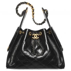 CHANEL Регулируемая золотая и серебряная парная цепочка женская черная сумка через плечо