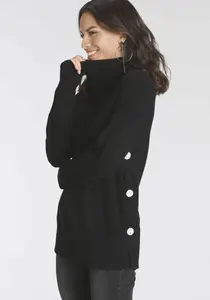 Свитер с высоким воротником Laura Scott и боковыми пуговицами, черный