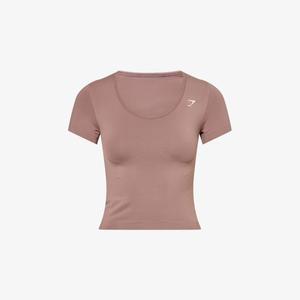 Джерси Gymshark с круглым вырезом бесшовное облегающее, розовый